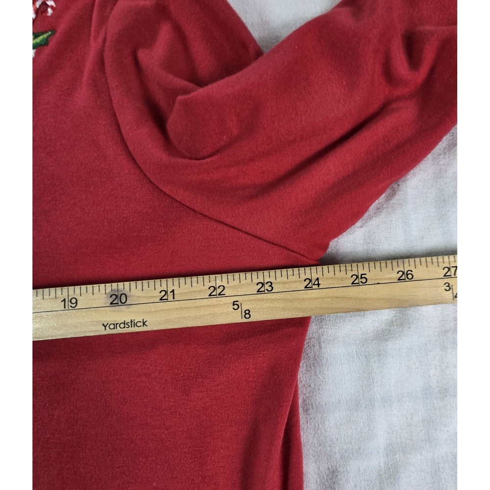 Quacker Factory Women's Holiday Joy V-Neck Cardigan Duet Tunic Top Red XL - Picture 4 of 16